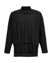 layered plissé shirt 3 Black