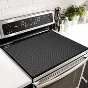 Black Stove Top Covers For Electric Stove - 28 X 20 Inch, Heat Resistant Mat For Stove Top, Glass Stove Top Cover for Additional Space, Easy To Clean, Ceramic Glass Cooktop Protector Wave Design