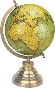 Educational/Antique Globe with Brass Antique Arc and Base/World Globe/Home Decor/Office Decor/Gift Item / 8 inches (Olive Green Gold)