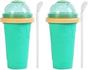 Costcom 2/3PCS Slushie Maker Cup Quick Freeze Magic Milkshake Cup Ice Mug for Milkshakes, Smoothies & Frozen Drinks Ice Cream Maker (2x, Green)