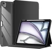 ProCase for iPad Air 13 Inch Case (2025/2024) M3/M2 & iPad Pro 12.9 inch 6th/5th/4th/3rd 2022/2021/2020/2018; Transparent Back Protective Folio Cover Shockproof Smart Case with Pencil Holder -Black
