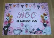 Halloween Baby Shower Banner Photo Back Drop 59"x 81" A Little Boo Is Almost Due