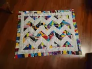 Handmade Quilt Top Lap Throw Table Topper 38.5" x 31" Chevon Design