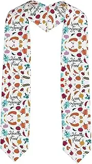 [SKKNT] Healthy Food Print Graduation Shawl Stole For Academic Commencements Honor Sash Congratulations Gift