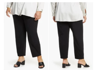 $168 Eileen Fisher Black Plus Size Organic Cotton Lantern Pants 3X E757
