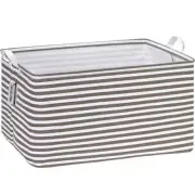 Collapsible Extra Large Canvas Fabric Storage Basket with Handles, Rectangle