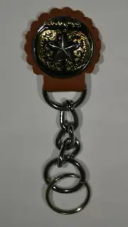 Concho Key Fob w/chain - 1 1/2" SIlver Star w/Gold Design (J9)