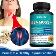 Certified Organic Sea Moss Capsules - Irish Sea Moss Bladderwrack Burdock Root