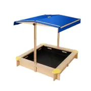 Tubby Wooden Sand Pit Adjustable Canopy Cover Kids Sandpit Outdoor Play Sandbox