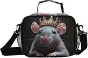 Rat Crown Closeup Insulated Lunch Box for Women Men - Ideal for Work, Picnics - Includes Adjustable Shoulder Strap