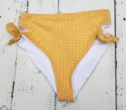 L* Space Yellow Bummin Summer Plaid Classic High-Waisted Bottom Women Sz S NEW