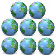 8 Pack 16 Inch Inflatable Blow Up World Globe Beach Ball for Playing Teaching
