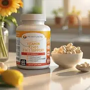 Me First Living Vitamin K2 (MK7) with D3 Supplement Bone and Heart Health Non-GMO Formula 125 MCG Vitamin D3 & 100 MCG Vitamin K2 MK-7 Easy to Swallow Vitamin D & K Complex with Calcium