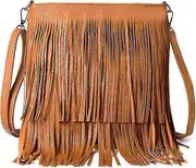 Fringe Hobo Crossbody Tassel Purse for Women PU Leather Vintage Handbag Shoulder Bag