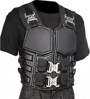 OX AND BULLS Unisex Black Motorcycle Leather Vest - Military Style Leather Motorcycle Vest - Cosplay Tactical Vest