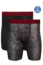 AND1® Men's Longer Length Performance Boxer Briefs, 2 Pack Small