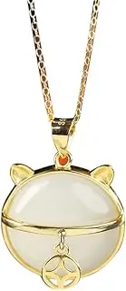 [KONGKNUANK] Necklaces For Women Jade pendant S925 Silver Gold-Plated Natural White Jade Totoro Necklace Pendant for Women Yoga Genuine