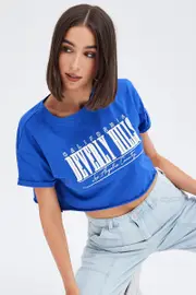 Blue Graphic Tee Short Sleeve - Size M, Women's Graphic Tee