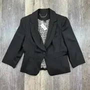NWT White House Black Market Black Spencer Tux Blazer Jacket Sz 4 Leopard Lined