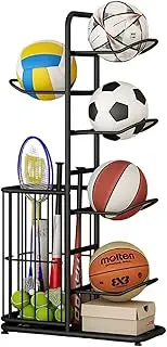 Ball Storage Rack Basketball Storage Holder Sports Equipment Storage Rack, Basketball Racks for Balls, 5-Balls Stand for Garage Basement Living Room