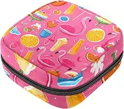 Period Bag,Sanitary Napkin Storage Bag,Flamingo and Anchor Pink Cartoon,Tampon Holder for Purse