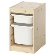 TROFAST storage combination with boxes, light white stained pine/white, 32x44x53 cm