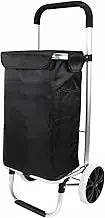 Foldable Shopping Trolley,Aluminium Frame Shopping Cart Luggage with Bags, Dolly Grocery Cart with Wide Cushion Handle (Black)