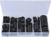 200pcs Black Rubber Grommet Sealing Ring Set O-Rings Gasket Flat Pad Hose Gasket Kit