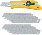 OLFA 18mm Heavy-Duty Utility Knife and 10 Replacement Blades (BN-L/LB-10B) - Multi-Purpose Custom Cutting Depth Precision Knife with Replacement Blades (10 Blades, 80 Segments)