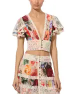 Alice and Olivia Keely Flutter Sleeve Top