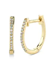 Moon & Meadow 14K Yellow Gold Diamond Medium Huggie Hoop Earrings - Exclusive