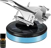 Solar Airplane Car Air Freshener Solar Rotating Fighter Car Aroma Diffuser with 5ml Essential Oil Long-Lasting Car Essential Oil Diffuser Cool Odor Eliminator Auto Interior Decor for Cars