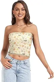 [RPLIFE] Cute Chickens and Chicks Pastel Womens Crop Tube Top Womens Strapless Top, Mesh Tube Tops, Trendy Crop Tops (S)