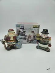 New Debbie Mumm Holiday Sugar & Creamer Set "Nutcracker" Santa & Snowman Sakura