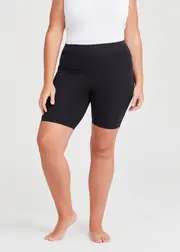 [Taking Shape] Taking Shape Good Earth Australian Cotton Anti Chafe Gusset Short Size 28 in Black - Plus Size Women's Basics Black