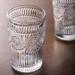 九土手工浮雕玻璃水杯水晶玻璃杯子北歐風家用浮雕創意透明果汁冷飲牛奶啤酒杯浮雕玻璃杯浮雕杯雕花玻璃杯威士忌CUPR0532
