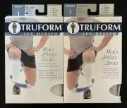 2 Pair TRUFORM Men's Athletic Socks Knee High Compression 15-20mmHg WHITE MEDIUM