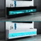 160/180/200cm Wall Mount TV Stand Cabinet High Gloss Floating Wood Unit 2 Doors