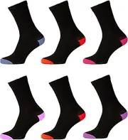 [Bonjour] Six pairs of Women's DIABETIC EXTRA Wide Non Elastic Cotton Socks for Swollen Legs and Diabetics Extra Wide Top Designed for Wide and Problematic feet - UK Size 4-8