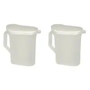 2x Homeleisure Plastic 2.5L Jug Flip Top Container Kitchen/Pantry Clear/White
