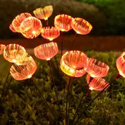 2Pcs 7 Heads Jellyfish Lights Solar Garden Decorative Light Water-resistant Swaying Light for Yard Garden