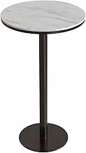 Tall Bistro Table, Round Cocktail Bar Table Conference Table Nightstand Coffee End Table, Breakfast Dining Furniture for Home Kitchen Pub Cafe, Marble Top and Metal Base(Height 95cm/3.1ft)