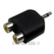 Dual RCA Female Jacks to 3.5mm 1/8" Mono Male Y Splitter Audio Cable Adapter