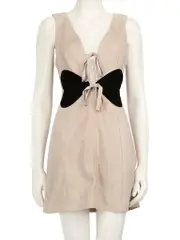 Grey Suede Front Tie Heart Mini Dress