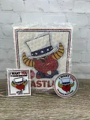 Mischief Toys Figure & Pin Sticker Bundle Uncle Gastley Uncle Sam In Hand Sealed