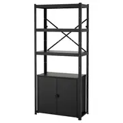 BROR shelving unit with cabinet, black, 85x40x190 cm