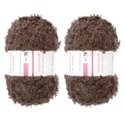 2pcs Fur Yarn Polyester Yarn Fluffy Chunky Yarn Coffee for Crocheting,50m