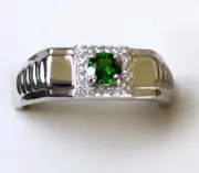 Men's Chrome Diopside Ring / size 14 / 925 Sterling Silver / 0.70cts, 6.9 grams