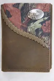 ZEP-PRO MARLIN FISH Fence Row Camo Leather Trifold Wallet Tin GIFT Box