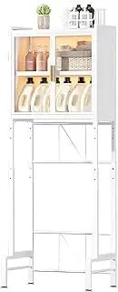 HOLGVE Over The Washing Machine Storage Cabinet, Adjustable Toilet Storage Cabinet, Space Saver Bathroom Organizer, Toilet Rack for Bathroom, Restroom, Laundry(White)